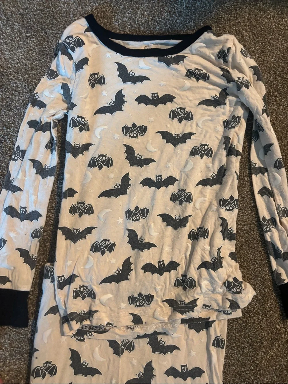 Caden Lane White and Black Bat Print Kids Pajama Set